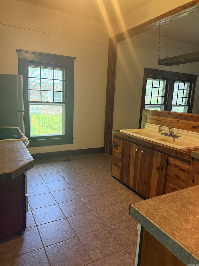 408 Case St, Heber Springs, AR 72543 - bathroom with vanity and tile patterned flooring