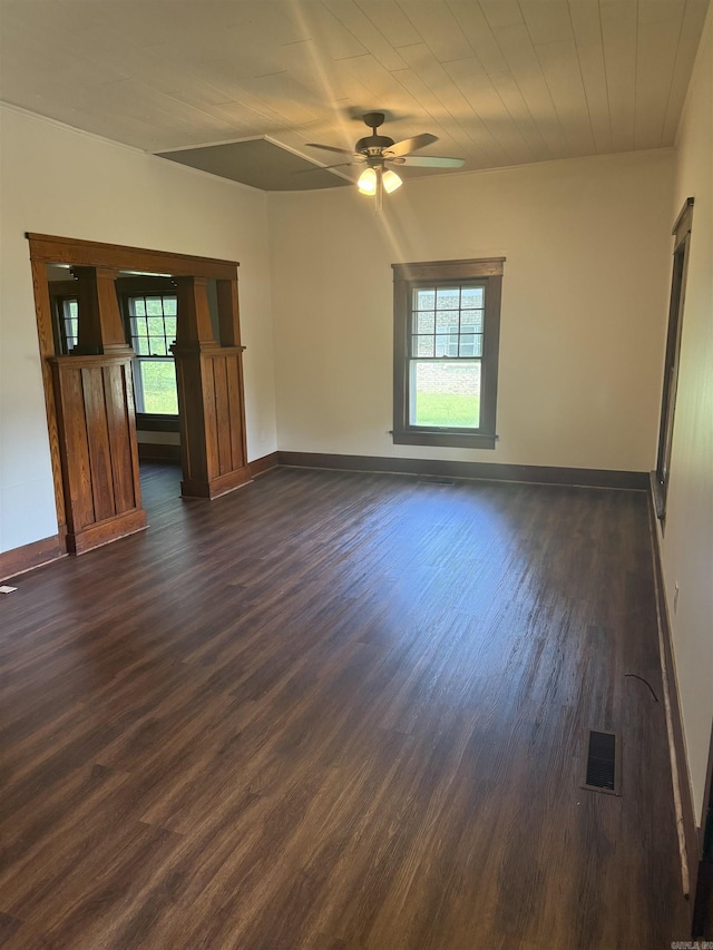 408 Case St, Heber Springs, AR 72543 - spare room featuring plenty of natural light, dark wood-type flooring, and ceiling fan