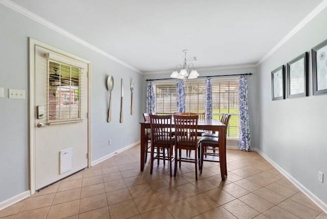 144 Summit Valley Cir, Maumelle, AR 72113 - dining room featuring a chandelier, healthy amount of natural light, crown molding, and light tile patterned flooring