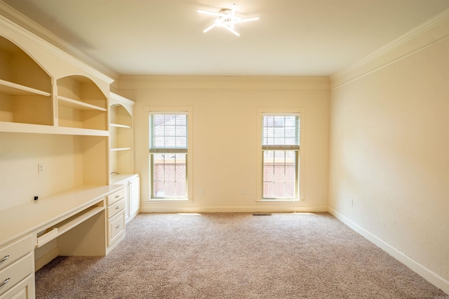 22 Jacob Pl, Little Rock, AR 72211 - unfurnished office with built in study area, light colored carpet, healthy amount of natural light, and crown molding