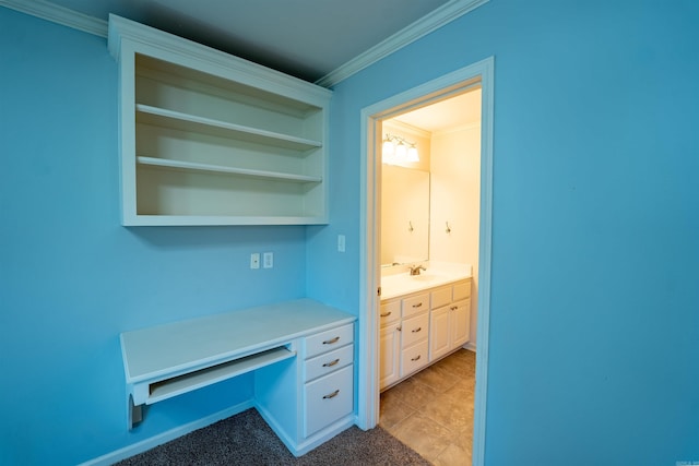 22 Jacob Pl, Little Rock, AR 72211 - unfurnished office with crown molding, built in study area, and light tile patterned floors