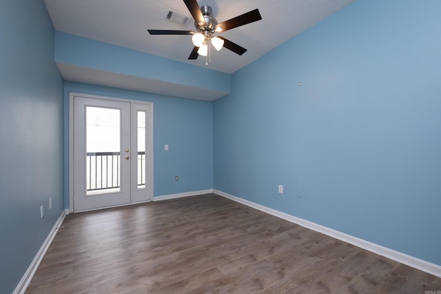 800 N St Unit 48, Little Rock, AR 72201 - empty room with ceiling fan and dark wood finished floors