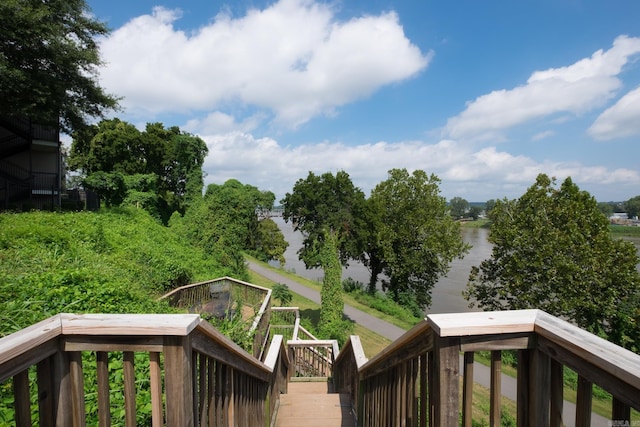 800 N St Unit 48, Little Rock, AR 72201 - deck featuring a water view and stairs