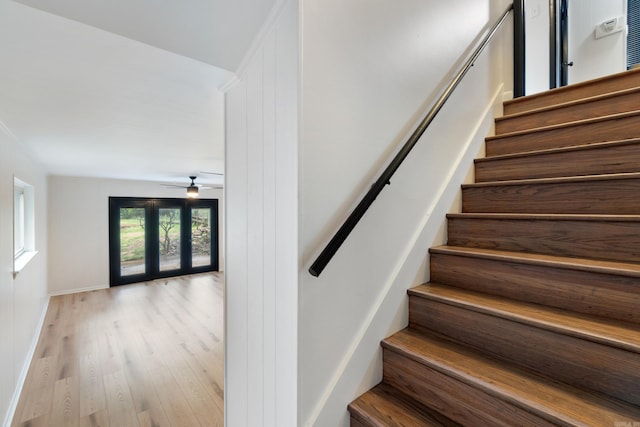 1112 N Hughes St, Little Rock, AR 72007 - staircase with wood finished floors and ceiling fan