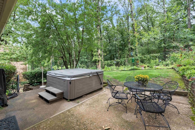 2608 Grist Mill Rd, Little Rock, AR 72227 - view of patio / terrace with a hot tub and outdoor dining space