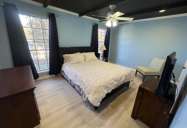 1824 N Hughes St, Little Rock, AR 72207 - bedroom featuring crown molding, light wood finished floors, and ceiling fan