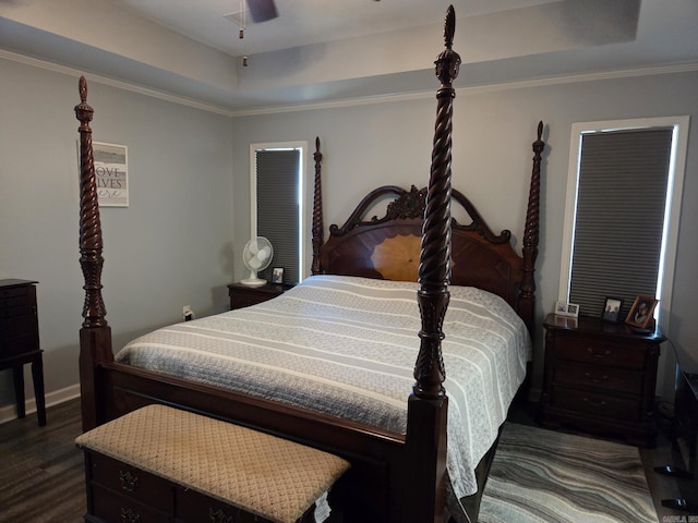 1209 Rehoboth, Searcy, AR 72143 - bedroom featuring a raised ceiling, dark wood-style flooring, and ornamental molding