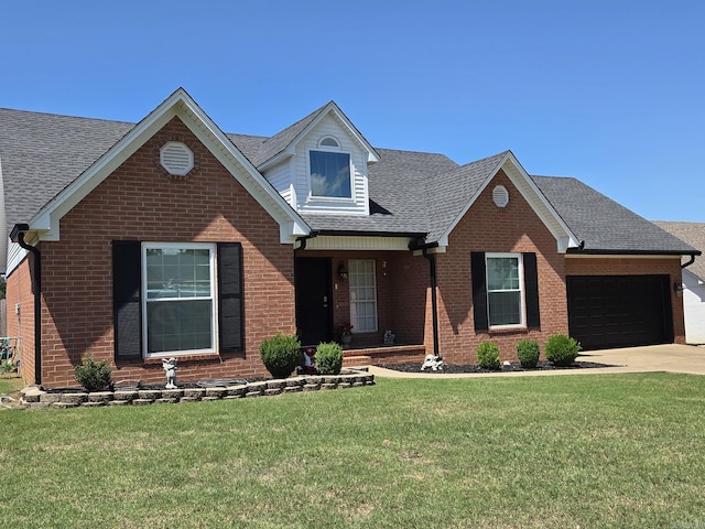 1209 Rehoboth, Searcy, AR 72143 - view of front of home with brick siding, a garage, concrete driveway, and a front lawn