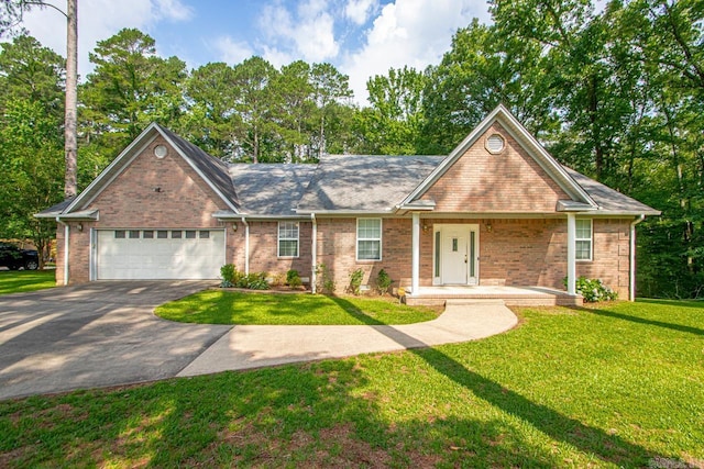 1226 Grayson Cir, Malvern, AR 72104 - ranch-style house with asphalt driveway, a garage, a front yard, and brick siding