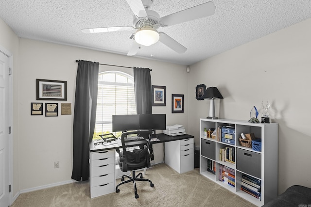 5132 Austin Lakes Cir, Sherwood, AR 72120 - office with light colored carpet, a ceiling fan, and a textured ceiling