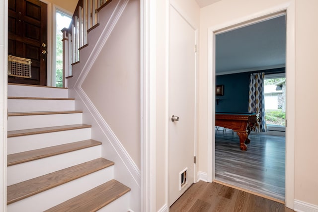 2908 Breckenridge Dr, Little Rock, AR 72227 - staircase with wood finished floors and pool table