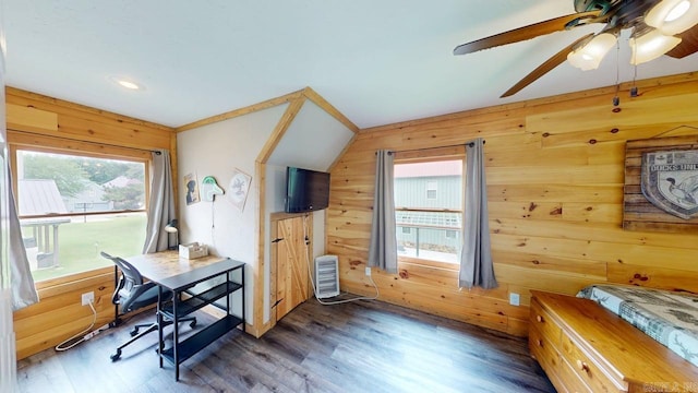 25 Jared Cir, Heber Springs, AR 72543 - office with plenty of natural light, wood walls, a ceiling fan, wood finished floors, and recessed lighting