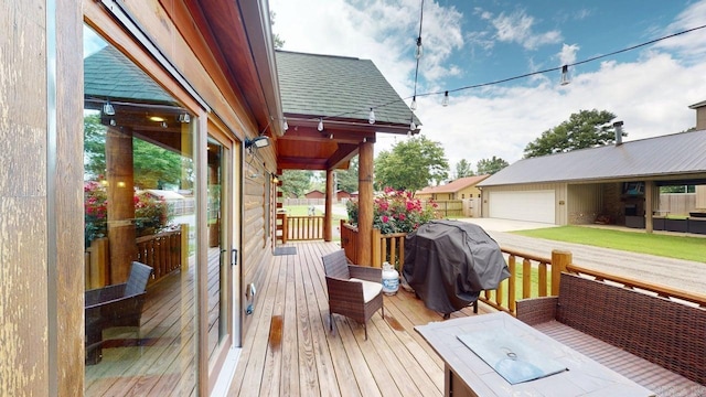 25 Jared Cir, Heber Springs, AR 72543 - wooden terrace with area for grilling, a garage, and concrete driveway