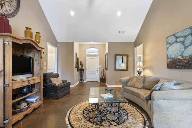 2355 Wilmington, Conway, AR 72034 - living room featuring high vaulted ceiling and baseboards