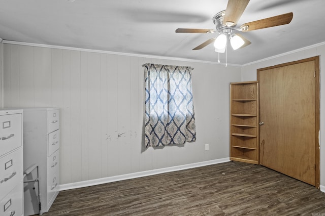 309 N Seaman St, Mccrory, AR 72101 - unfurnished bedroom featuring dark wood-style floors and ceiling fan