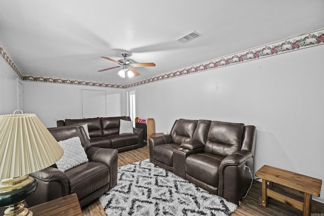 309 N Seaman St, Mccrory, AR 72101 - living room with a ceiling fan and wood finished floors