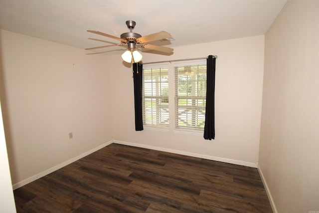 206 E Gum St, Sheridan, AR 72150 - empty room with ceiling fan and dark wood-type flooring