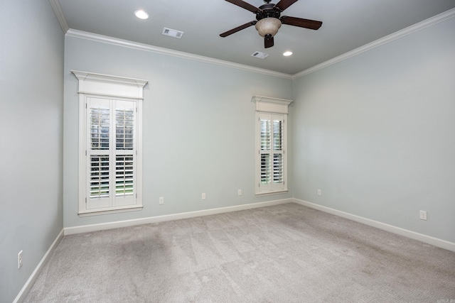 2300 Gordon Rd, Little Rock, AR 72223 - carpeted empty room featuring ceiling fan, plenty of natural light, crown molding, and recessed lighting