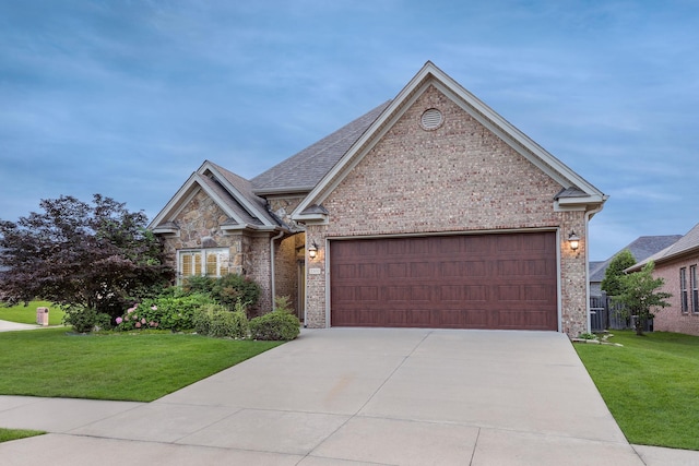 2300 Gordon Rd, Little Rock, AR 72223 - view of front of home featuring brick siding, a front lawn, an attached garage, and concrete driveway