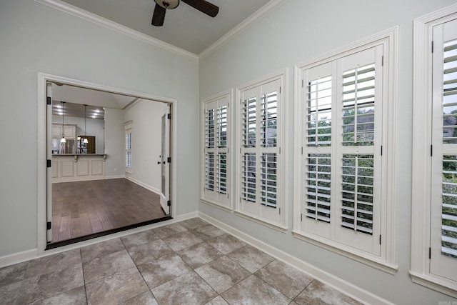 2300 Gordon Rd, Little Rock, AR 72223 - empty room featuring crown molding and a ceiling fan