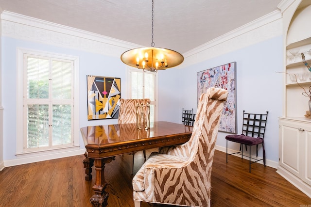 14220 Longtree Dr, Little Rock, AR 72212 - dining room featuring a chandelier, wood finished floors, and ornamental molding