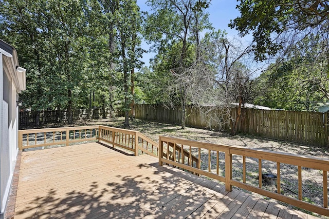 deck with a fenced backyard