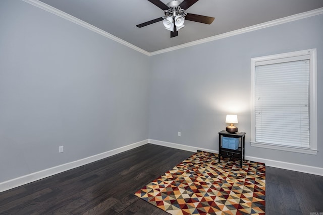 21 Ensbury Pl, Little Rock, AR 72223 - spare room featuring crown molding, ceiling fan, and dark wood-style flooring