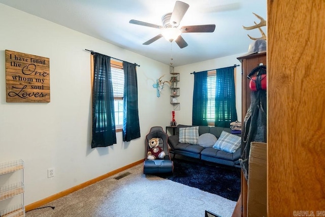 2838 Mountain View Rd, Drasco, AR 72530 - living area featuring carpet and ceiling fan