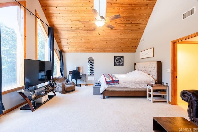 2838 Mountain View Rd, Drasco, AR 72530 - carpeted bedroom featuring multiple windows, lofted ceiling, and wood ceiling