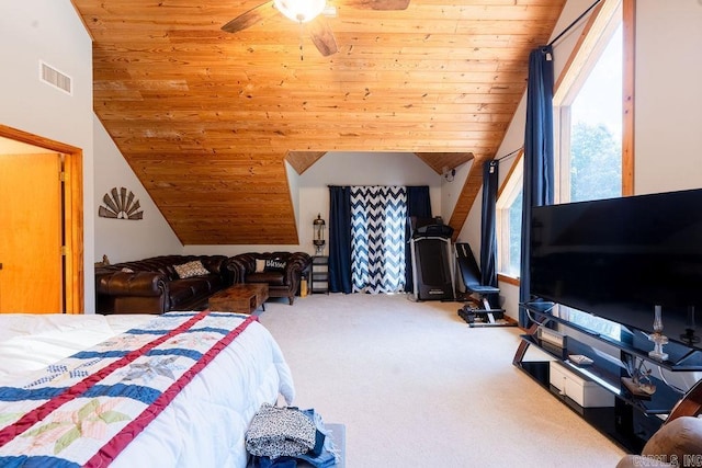 2838 Mountain View Rd, Drasco, AR 72530 - carpeted bedroom with wooden ceiling and vaulted ceiling