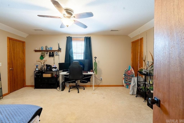 2838 Mountain View Rd, Drasco, AR 72530 - office area featuring ceiling fan and carpet floors