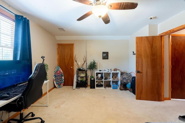 2838 Mountain View Rd, Drasco, AR 72530 - carpeted home office featuring ceiling fan