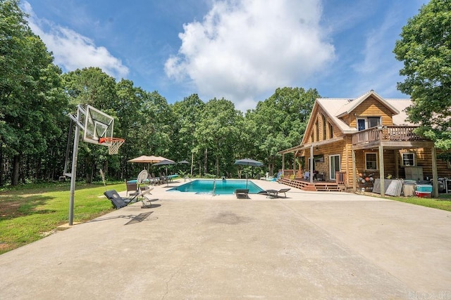 2838 Mountain View Rd, Drasco, AR 72530 - swimming pool with a lawn, a deck, and a patio