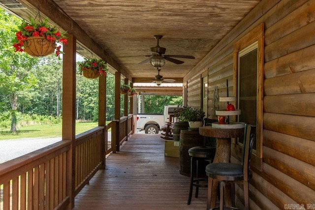 2838 Mountain View Rd, Drasco, AR 72530 - wooden deck with a ceiling fan