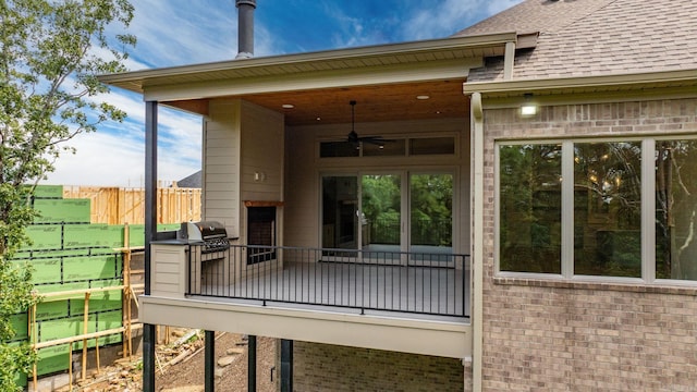 41 Haywood Ct, Little Rock, AR 72223 - wooden deck featuring a ceiling fan and a grill