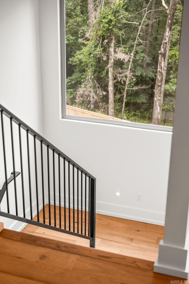 41 Haywood Ct, Little Rock, AR 72223 - stairway featuring wood finished floors and baseboards