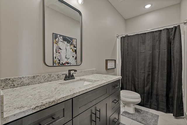 2720 Paradise Hls, Jonesboro, AR 72405 - bathroom featuring vanity, tile patterned floors, and a shower with shower curtain