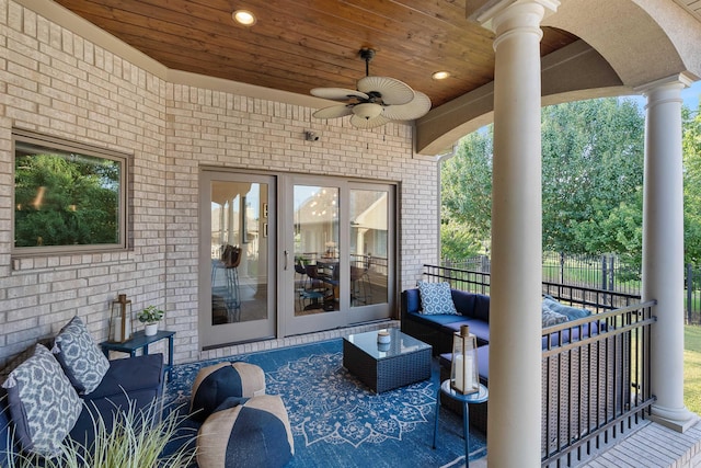 5090 Oakhurst Way, Conway, AR 72034 - view of patio featuring a ceiling fan and an outdoor hangout area