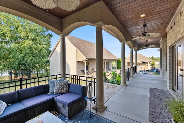 5090 Oakhurst Way, Conway, AR 72034 - view of patio featuring ceiling fan and an outdoor living space