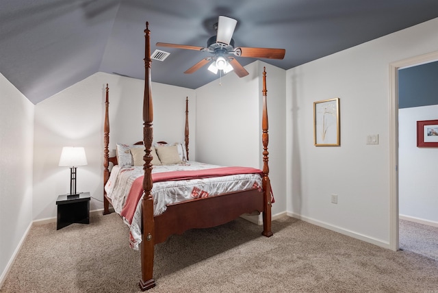 5090 Oakhurst Way, Conway, AR 72034 - bedroom featuring carpet, lofted ceiling, and a ceiling fan