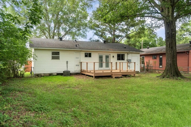 9317 Cynthia Dr, Little Rock, AR 72204 - rear view of house featuring french doors and a wooden deck