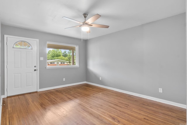 9317 Cynthia Dr, Little Rock, AR 72204 - foyer entrance featuring a ceiling fan and wood finished floors