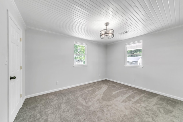 1550 E Main St, Austin, AR 72007 - carpeted spare room featuring ornamental molding, wood ceiling, and a chandelier