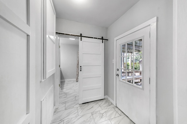 1550 E Main St, Austin, AR 72007 - doorway to outside with light marble finish flooring and a barn door