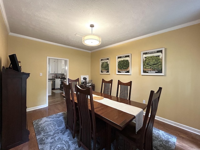 1715 Royal Dr, Conway, AR 72034 - dining space featuring wood finished floors, ornamental molding, and a textured ceiling
