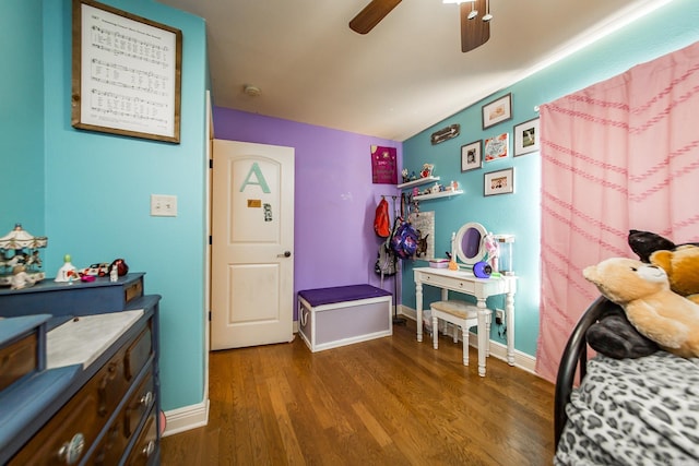 3200 Overcup Dr, Sherwood, AR 72120 - bedroom with dark wood finished floors and ceiling fan