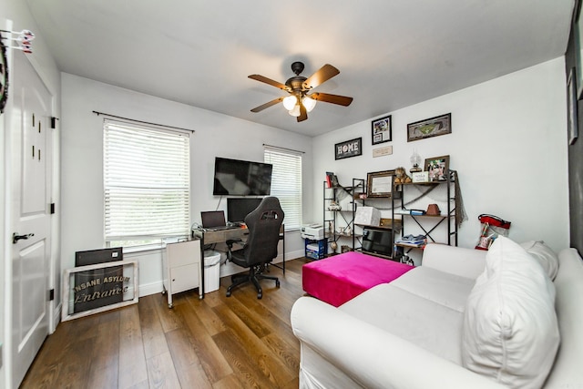 3200 Overcup Dr, Sherwood, AR 72120 - office with ceiling fan, wood finished floors, and plenty of natural light