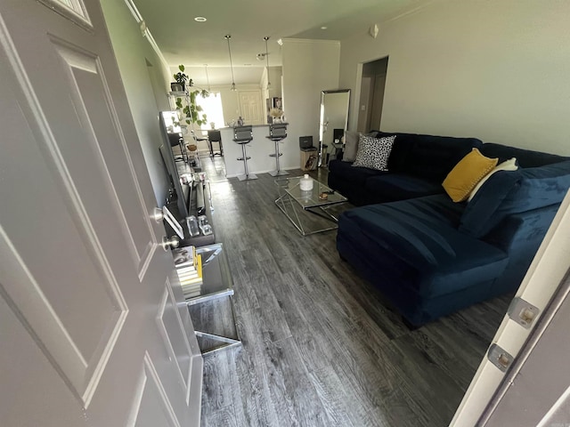 living room featuring dark wood finished floors
