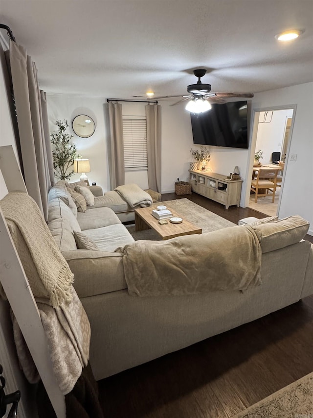 117 S Briarwood, Sheridan, AR 72150 - living room with ceiling fan and wood finished floors