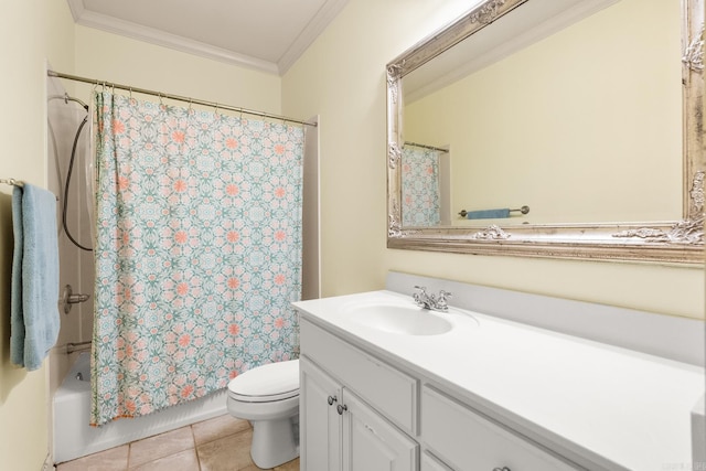 2219 Westport Loop, Little Rock, AR 72212 - bathroom with crown molding, vanity, shower / bath combo, and tile patterned flooring